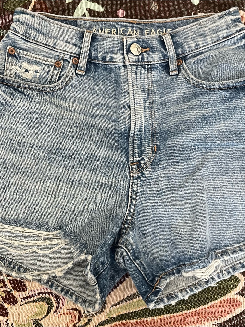 American Eagle Outfitters Light Blue Distressed Denim Cutoff Shorts
